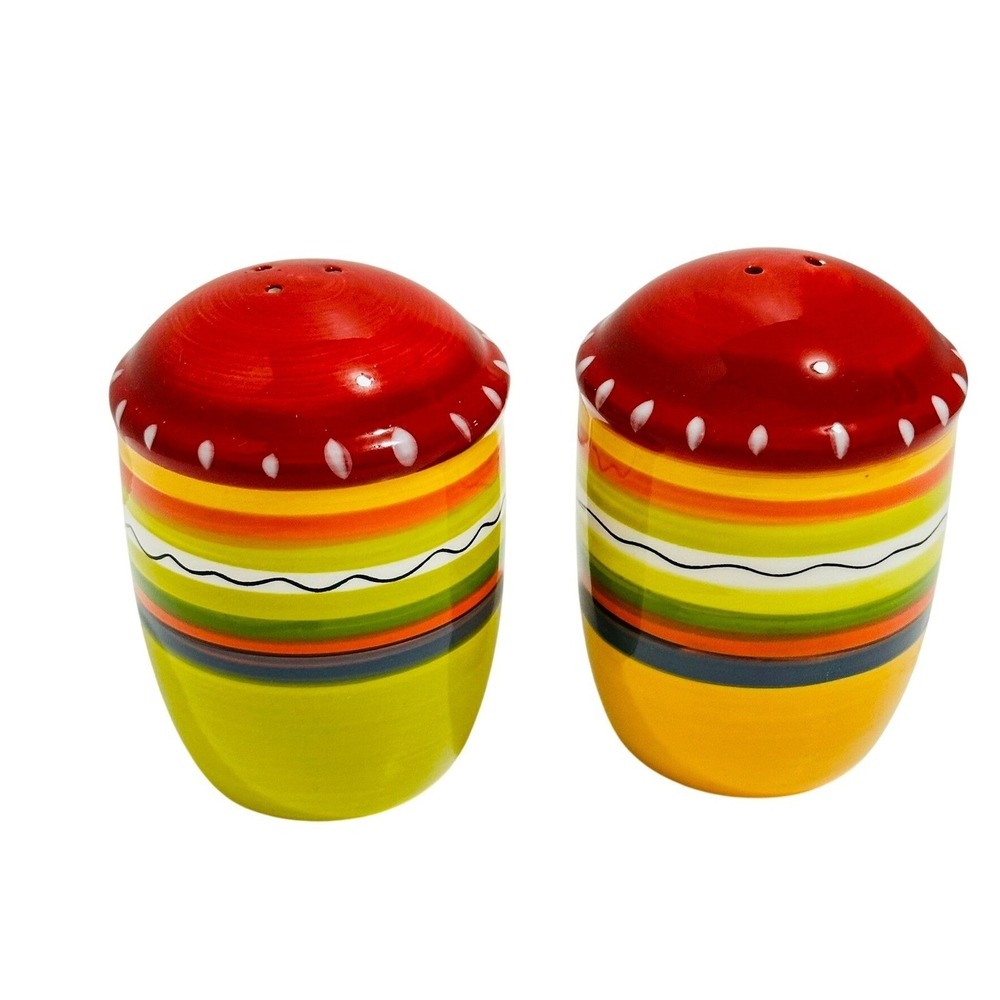 CIC Salt and Pepper Shakers OS Multicolor Excellent Striped Ceramic Set